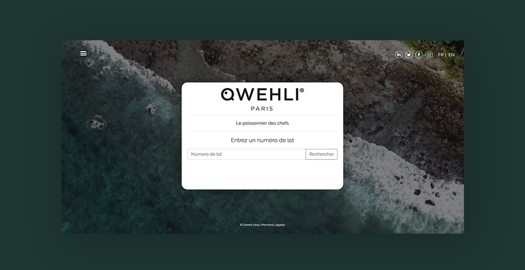 Qwehli - Création du site internet de traçabilité - épuré et haut de gamme